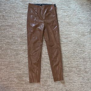 Brown zara leather pants